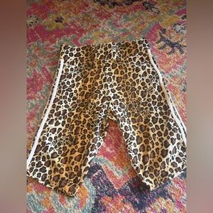 Adidas Leopard Print Shorts with White Stripes